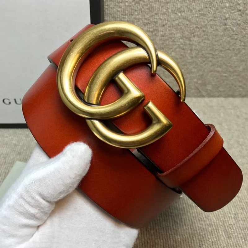 G*u*i leather belt with golden double g buckle