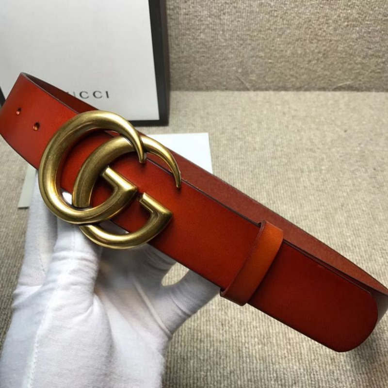 G*u*i leather belt with golden double g buckle