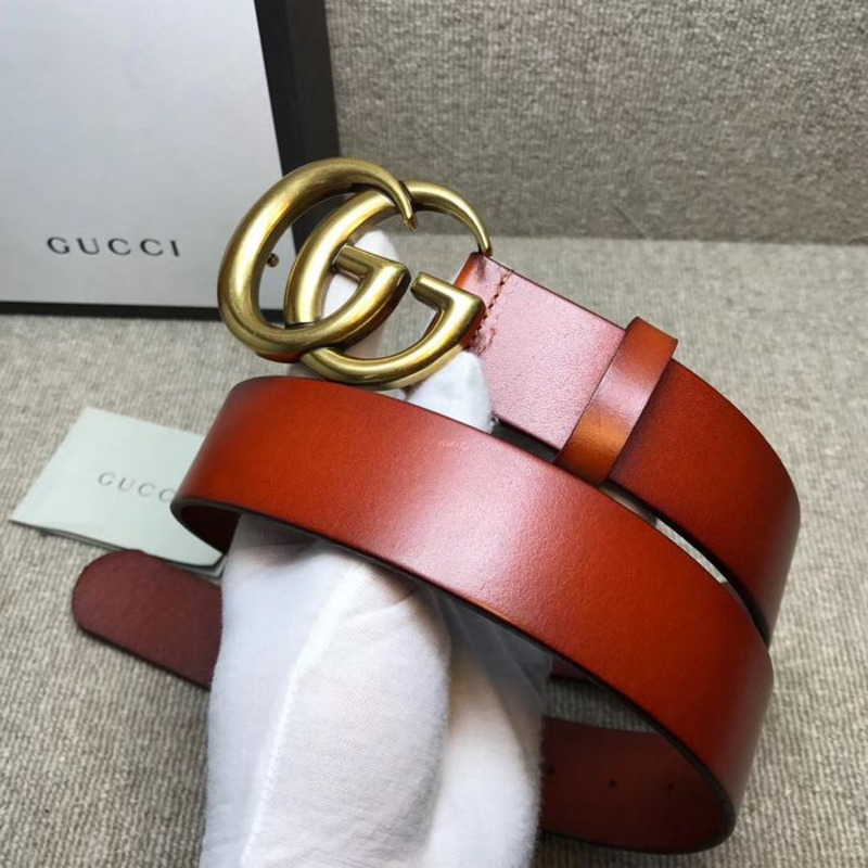 G*u*i leather belt with golden double g buckle