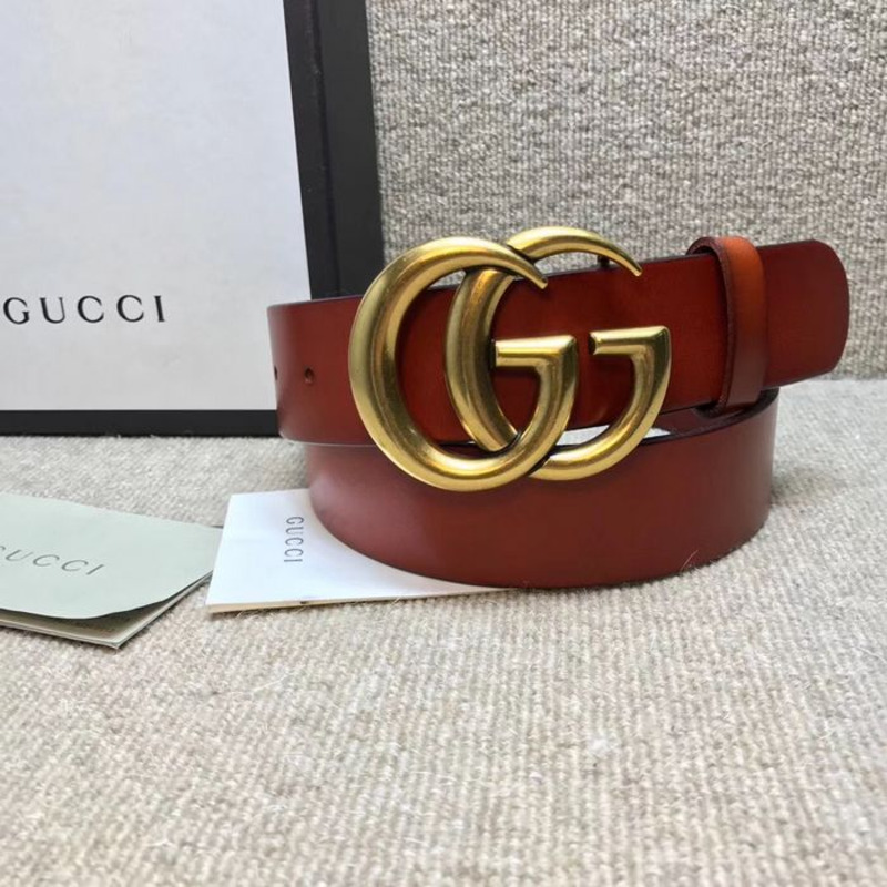 G*u*i leather belt with golden double g buckle