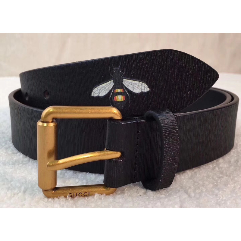 G*u*i bee print calfskin leather belt