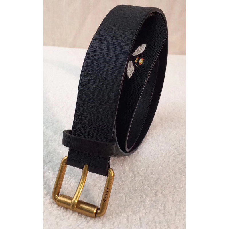 G*u*i bee print calfskin leather belt