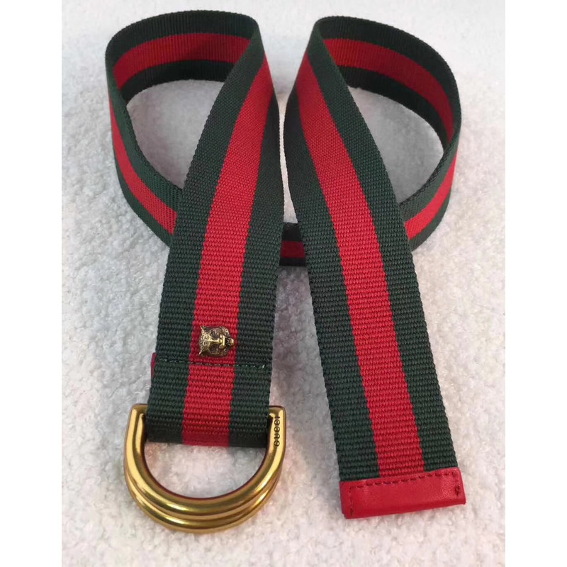 G*u*i green and red stripe canvas belt