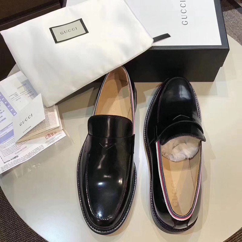 G*u*i sylvie web grosgrain trim leather loafer