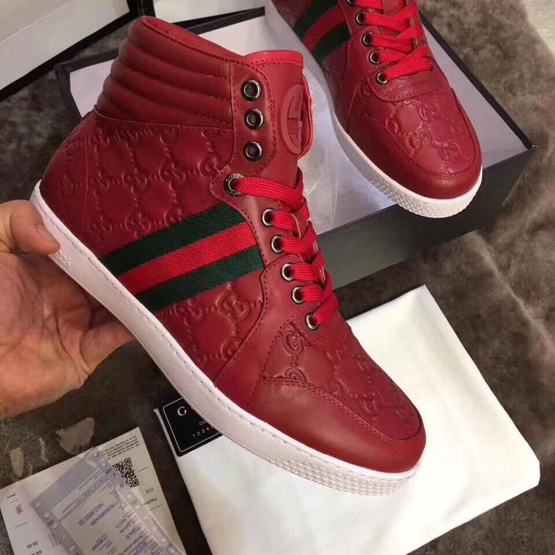 G*u*i red signature high top sneakers