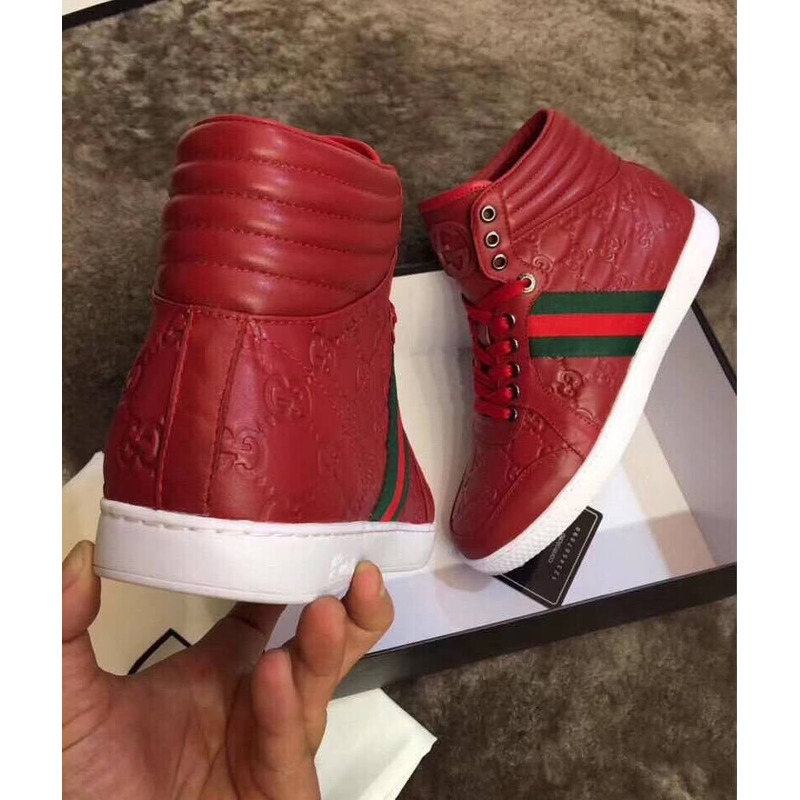 G*u*i red signature high top sneakers