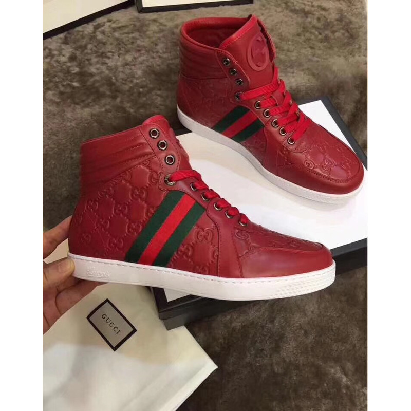 G*u*i red signature high top sneakers