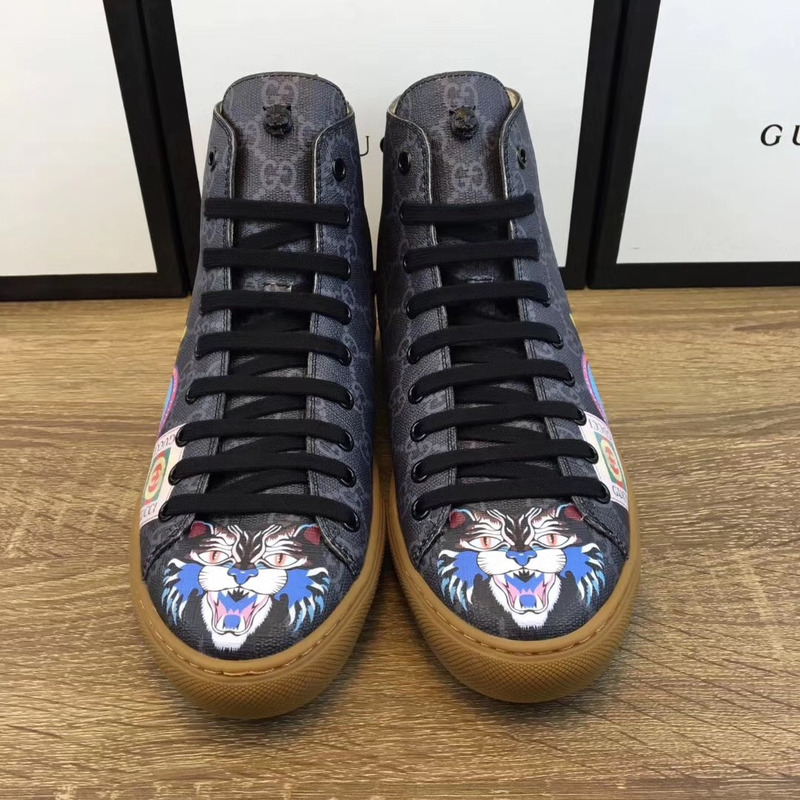 G*u*i anger cat print high top sneakers black