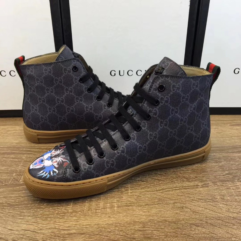 G*u*i anger cat print high top sneakers black