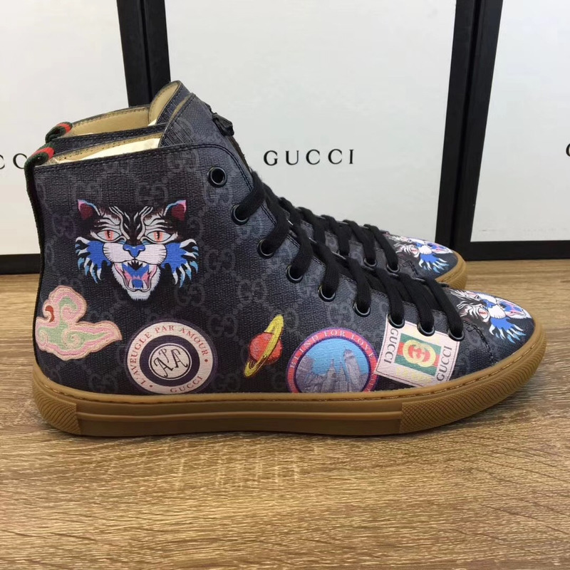 G*u*i anger cat print high top sneakers black