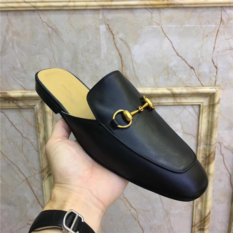 G*u*i horsebit leather backless loafers