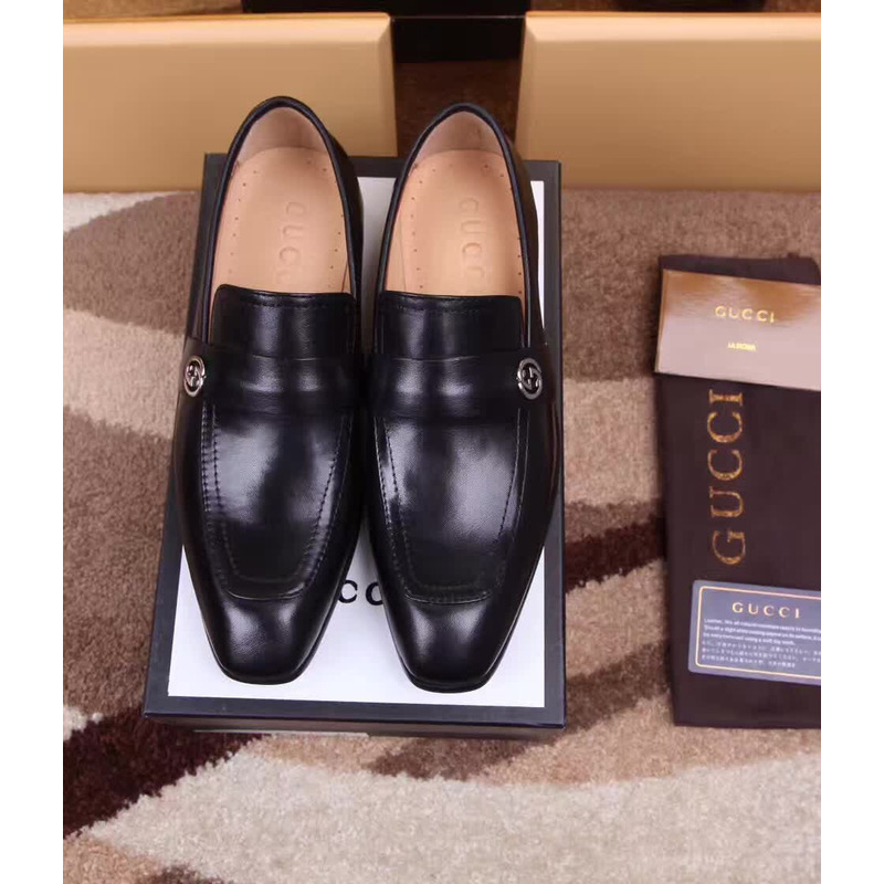 G*u*i double g black leather loafers