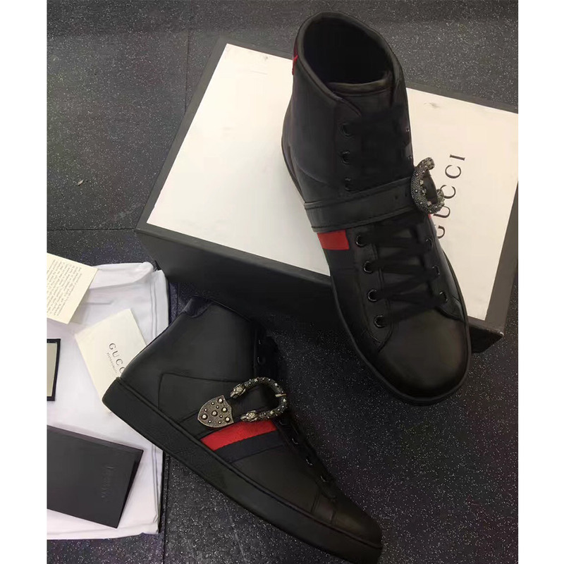 G*u*i ace high top sneaker with dionysus buckle black