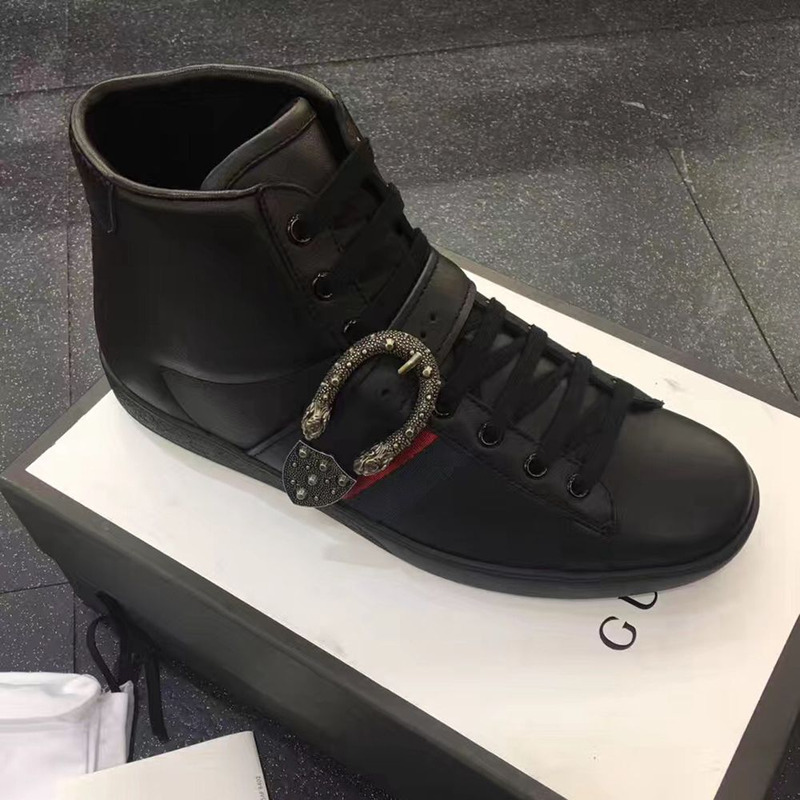 G*u*i ace high top sneaker with dionysus buckle black