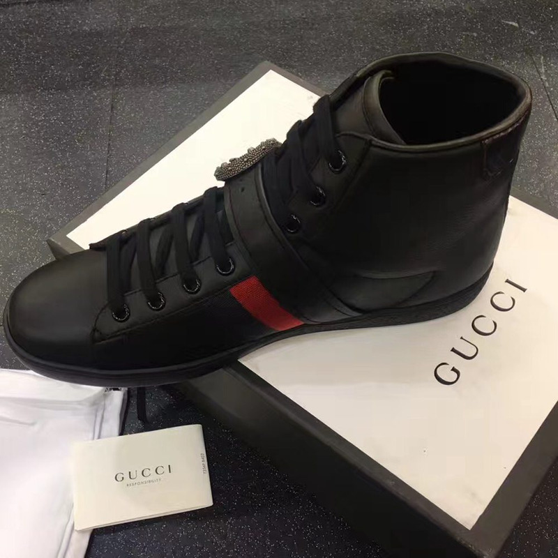 G*u*i ace high top sneaker with dionysus buckle black