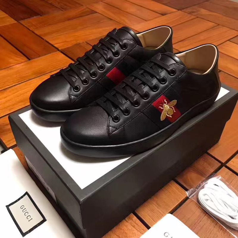 G*u*i new ace leather bee black sneakers