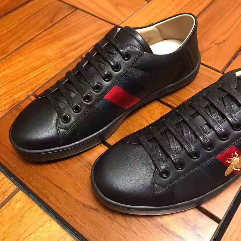 G*u*i new ace leather bee black sneakers