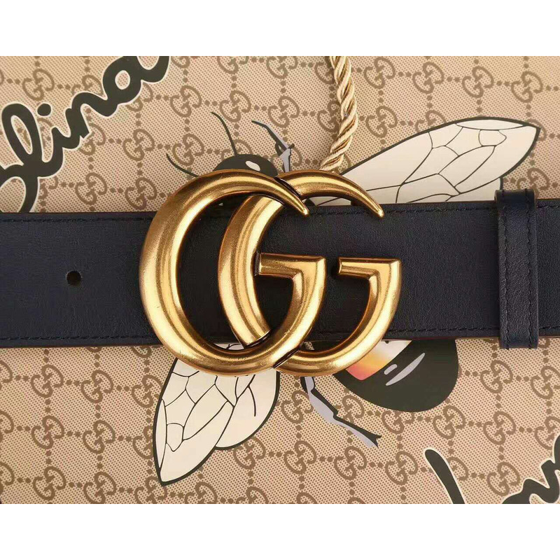 G*u*i web belt with double g buckle blue