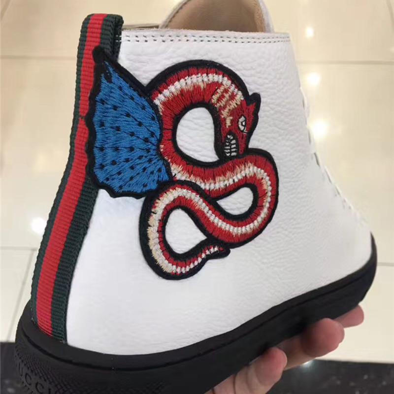 G*u*i white leather high-top sneakers with winged dragon