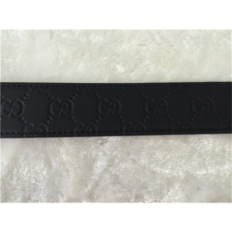 black G*u*i leather silver buckle