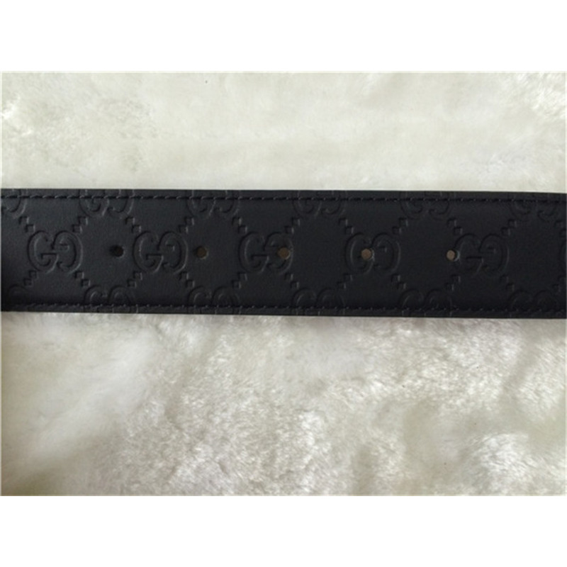 black G*u*i leather silver buckle