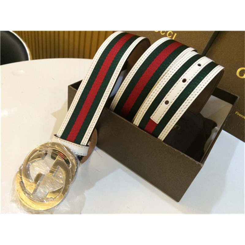 G*u*i limited quality belts white green red with silver buckle/gold buckle