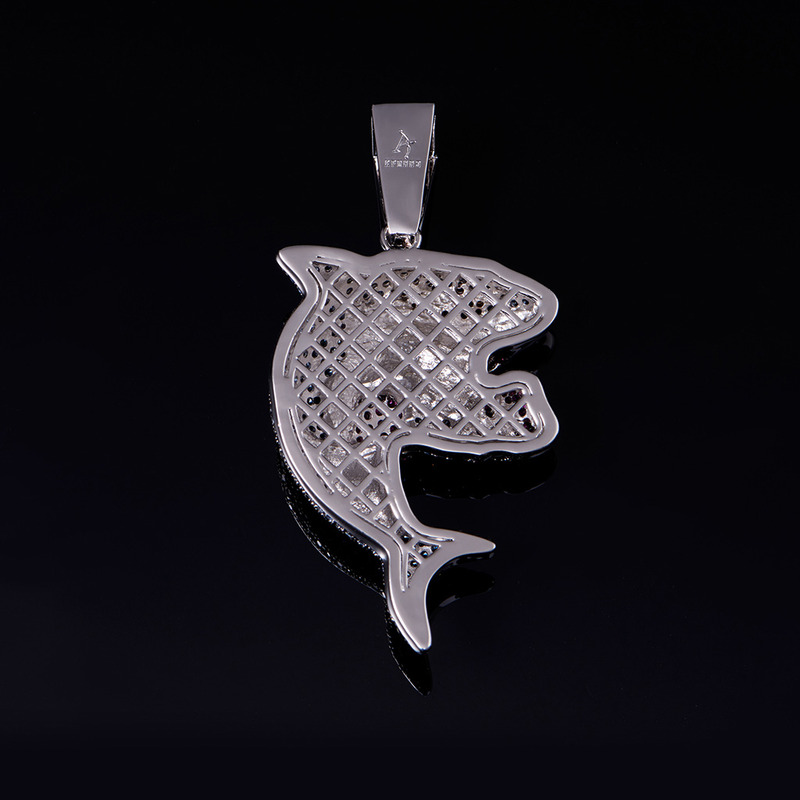 Hiphop FREE SHIPPING White Gold Iced Shark Boxing Necklace