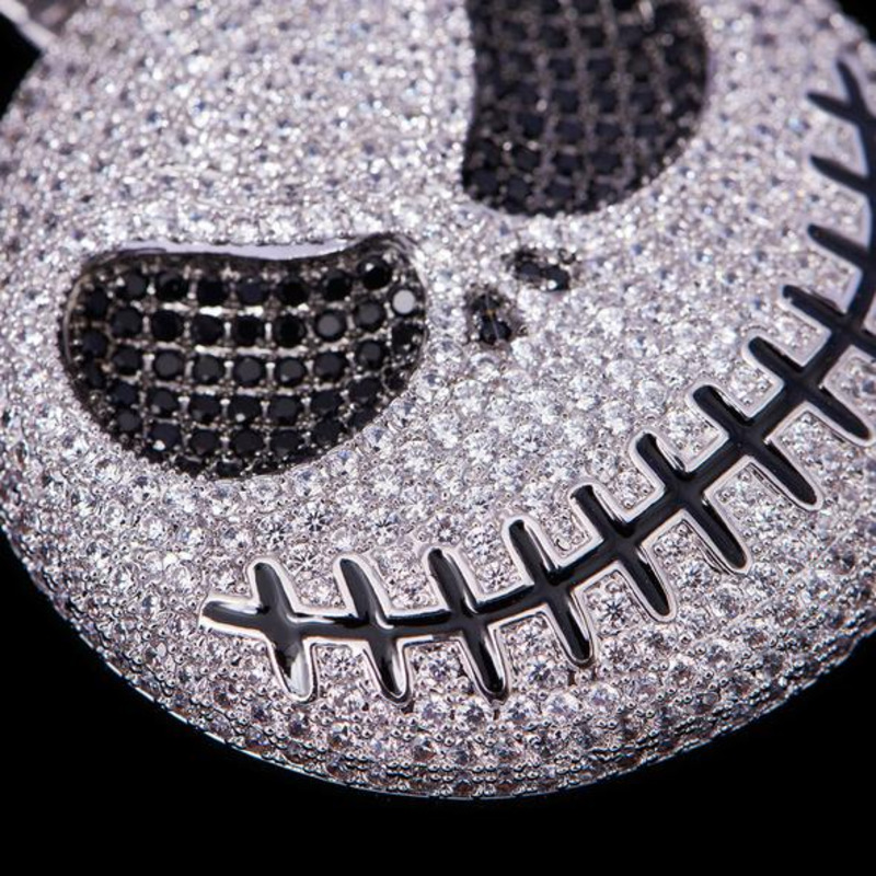 Hiphop FREE SHIPPING White Gold Iced Out Jack Skellington Pendant