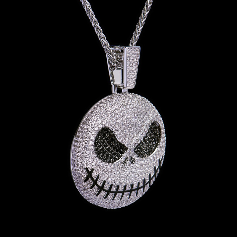 Hiphop FREE SHIPPING White Gold Iced Out Jack Skellington Pendant