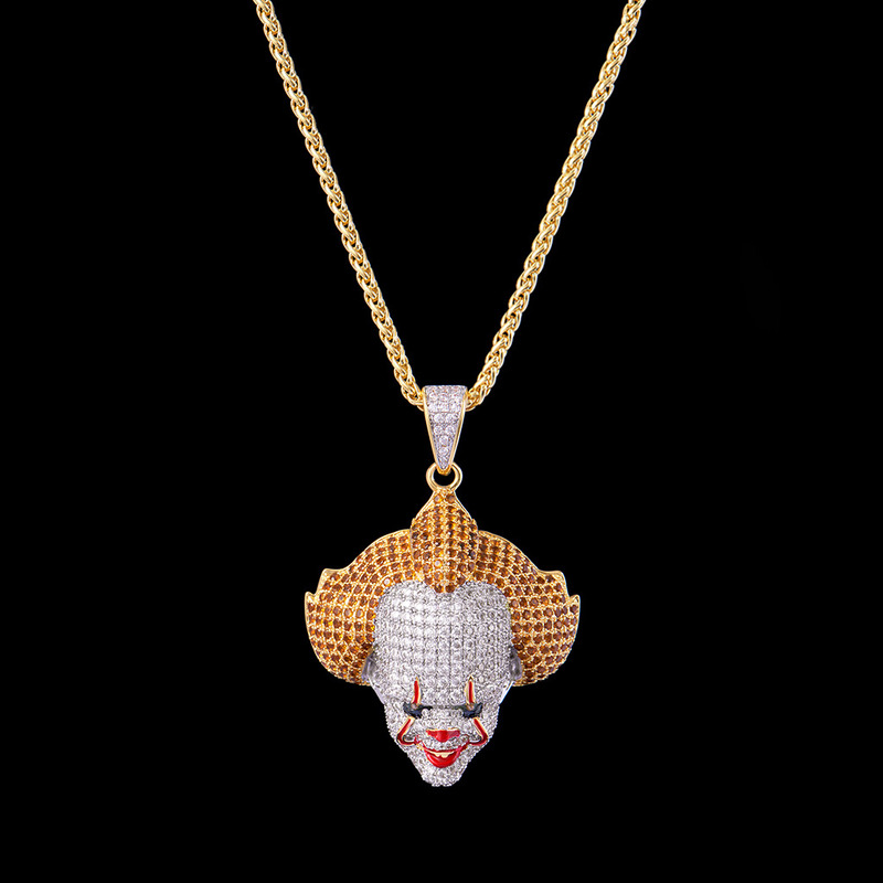 Hiphop FREE SHIPPING 14K Gold Iced Out Clown Pendant