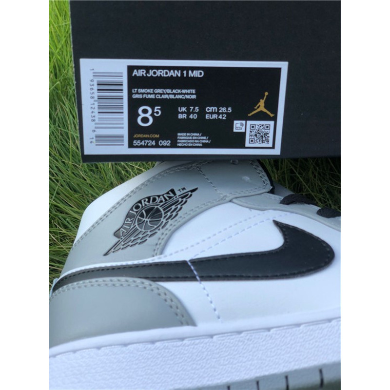 Air Jordan 1 Mid"Light Smoke Grey"554724 092 Sneakers Men Women