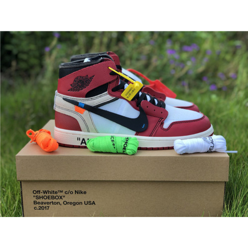 OFF White & NK x Air Jordan 1 GS 1985 Red Sneakers Men Women