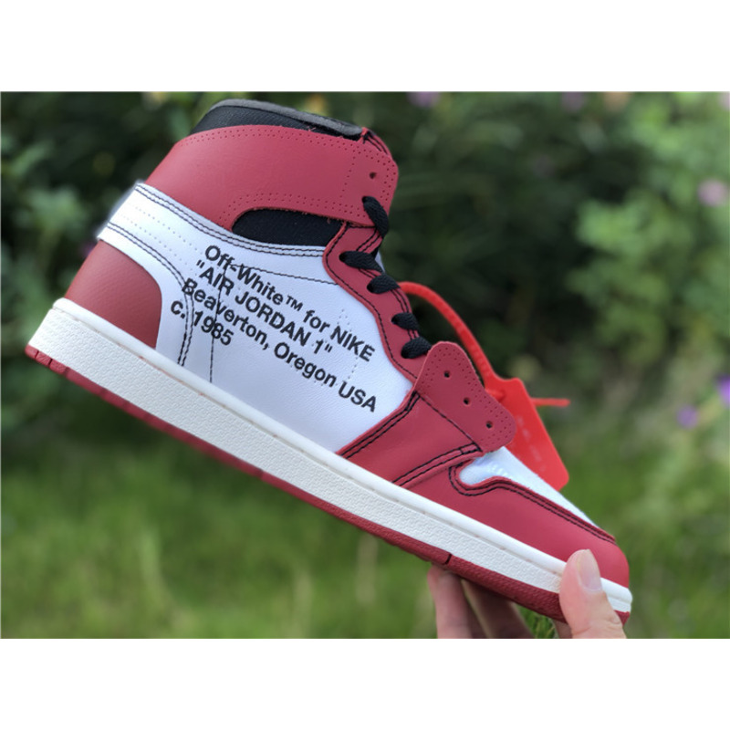 OFF White & NK x Air Jordan 1 GS 1985 Red Sneakers Men Women