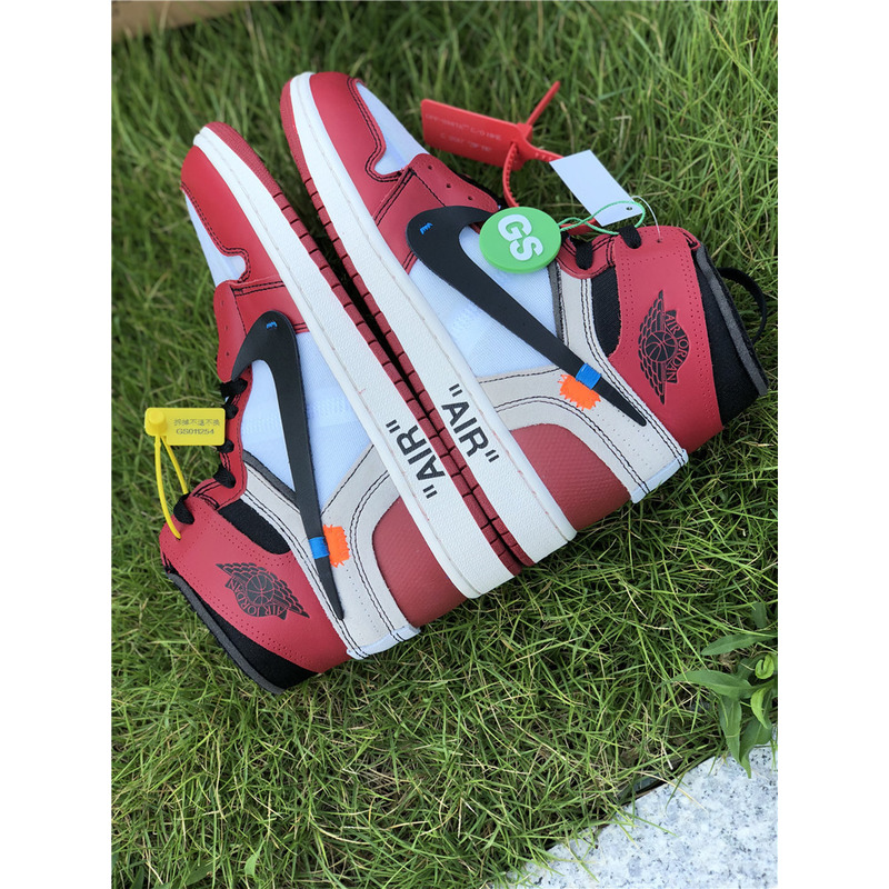 OFF White & NK x Air Jordan 1 GS 1985 Red Sneakers Men Women