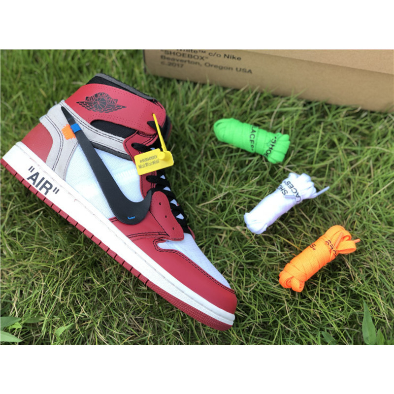 OFF White & NK x Air Jordan 1 GS 1985 Red Sneakers Men Women