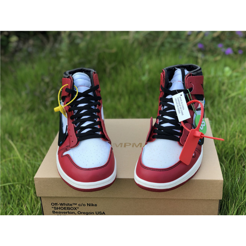 OFF White & NK x Air Jordan 1 GS 1985 Red Sneakers Men Women