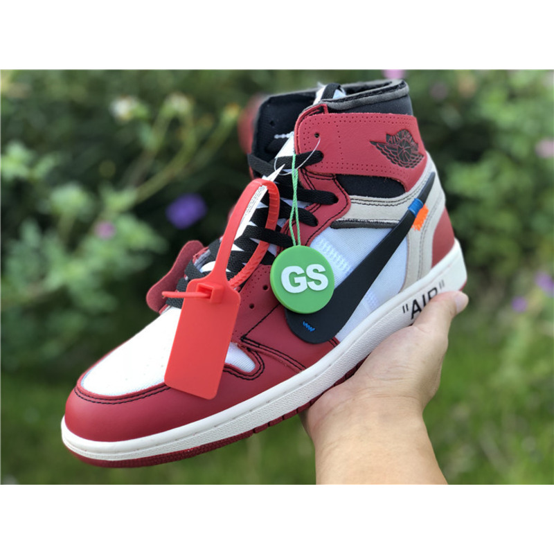 OFF White & NK x Air Jordan 1 GS 1985 Red Sneakers Men Women