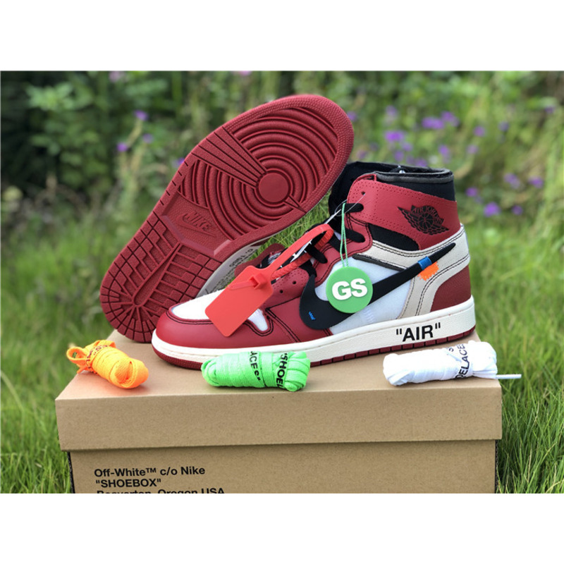 OFF White & NK x Air Jordan 1 GS 1985 Red Sneakers Men Women