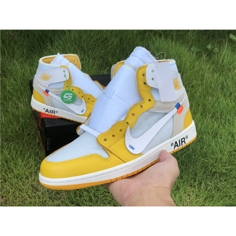 OFF White & NK x Air Jordan 1 GS Yellow 1985 Sneakers Men Women