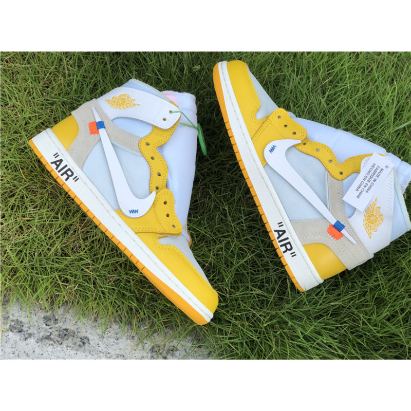 OFF White & NK x Air Jordan 1 GS Yellow 1985 Sneakers Men Women