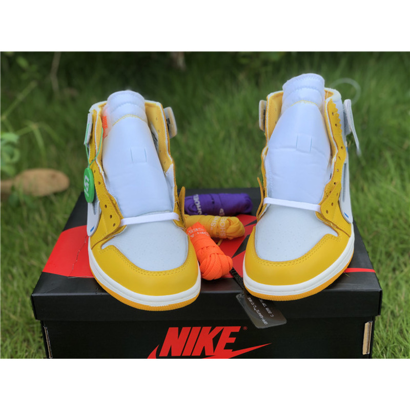 OFF White & NK x Air Jordan 1 GS Yellow 1985 Sneakers Men Women