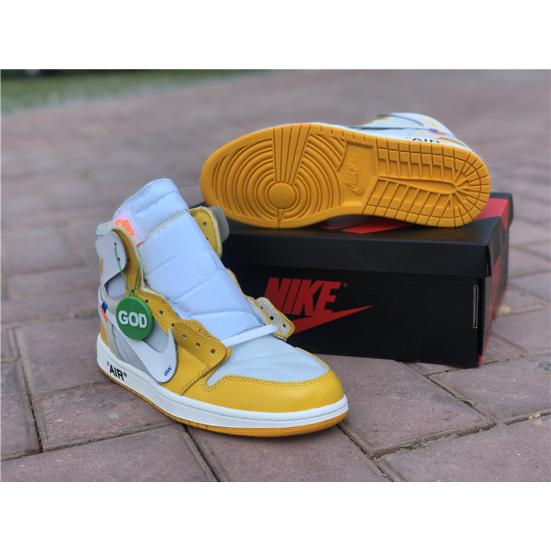 OFF White & NK x Air Jordan 1 GS Yellow 1985 Sneakers Men Women