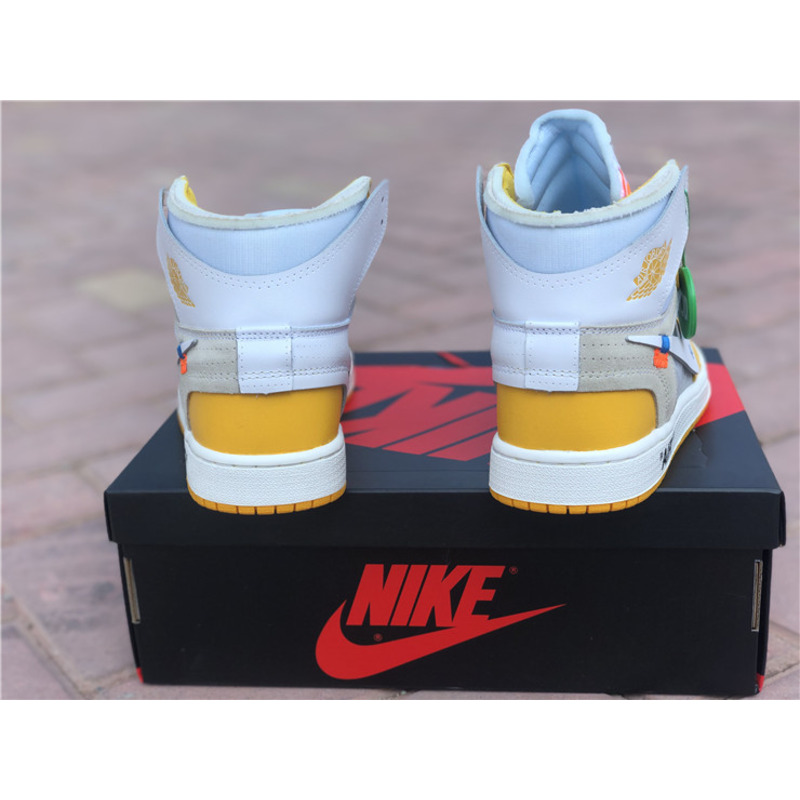 OFF White & NK x Air Jordan 1 GS Yellow 1985 Sneakers Men Women