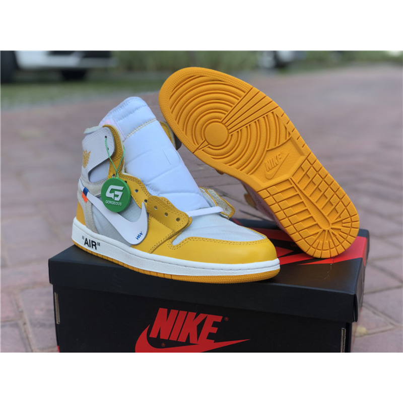 OFF White & NK x Air Jordan 1 GS Yellow 1985 Sneakers Men Women