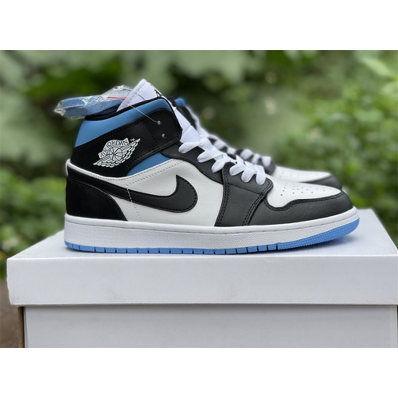 Air Jordan 1 Mid white black blue BQ6472 102 sneakers men women