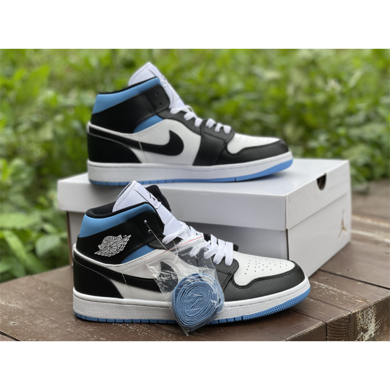 Air Jordan 1 Mid white black blue BQ6472 102 sneakers men women