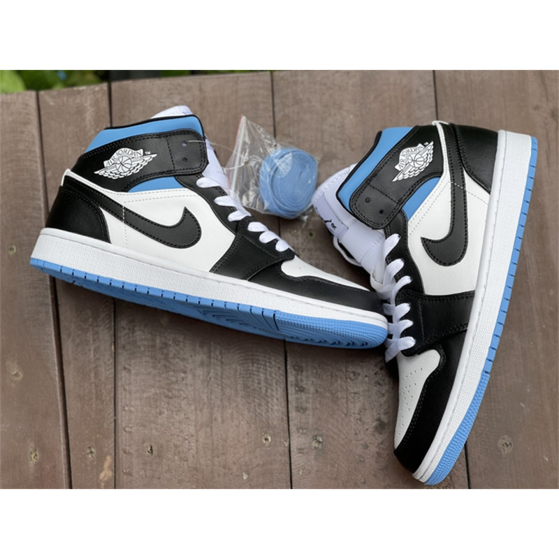 Air Jordan 1 Mid white black blue BQ6472 102 sneakers men women