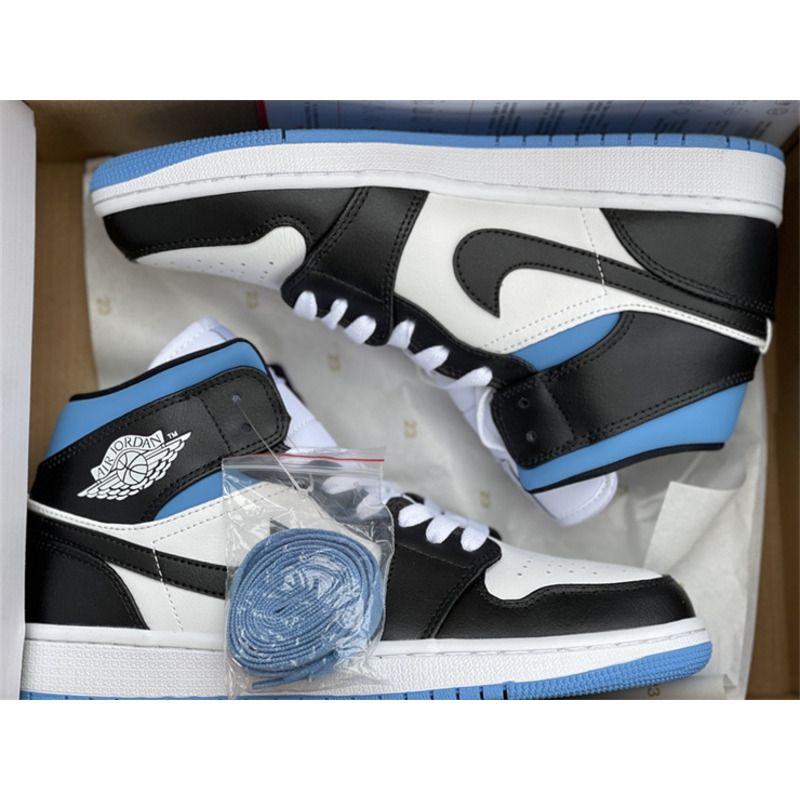 Air Jordan 1 Mid white black blue BQ6472 102 sneakers men women