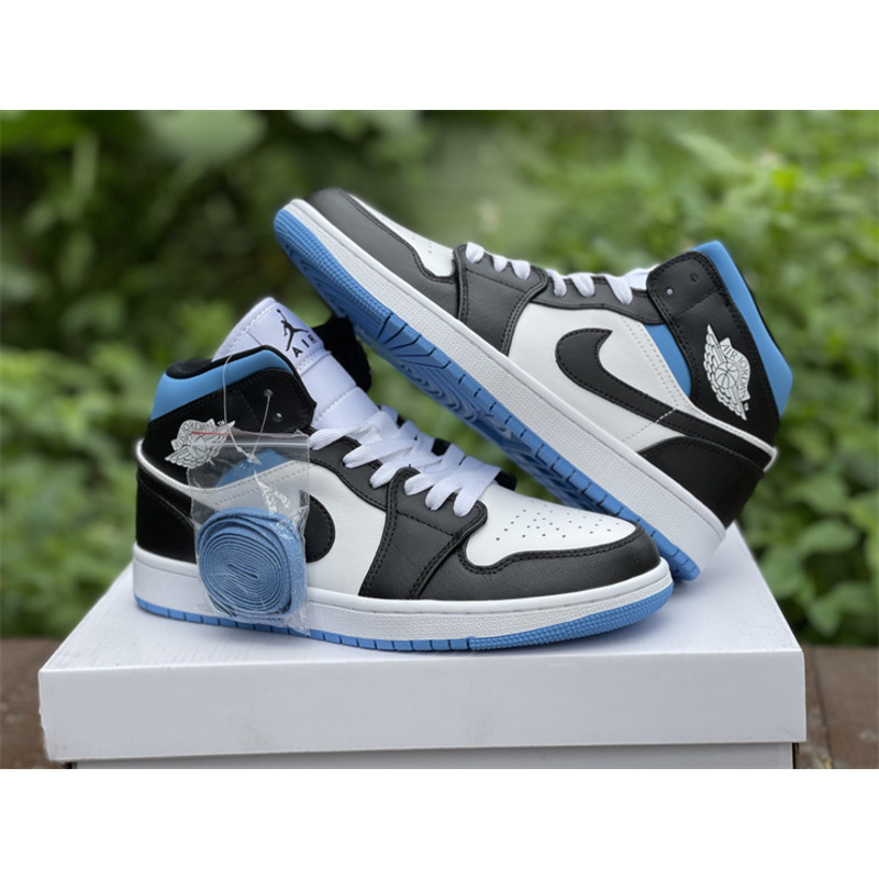 Air Jordan 1 Mid white black blue BQ6472 102 sneakers men women