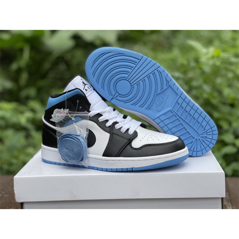 Air Jordan 1 Mid white black blue BQ6472 102 sneakers men women